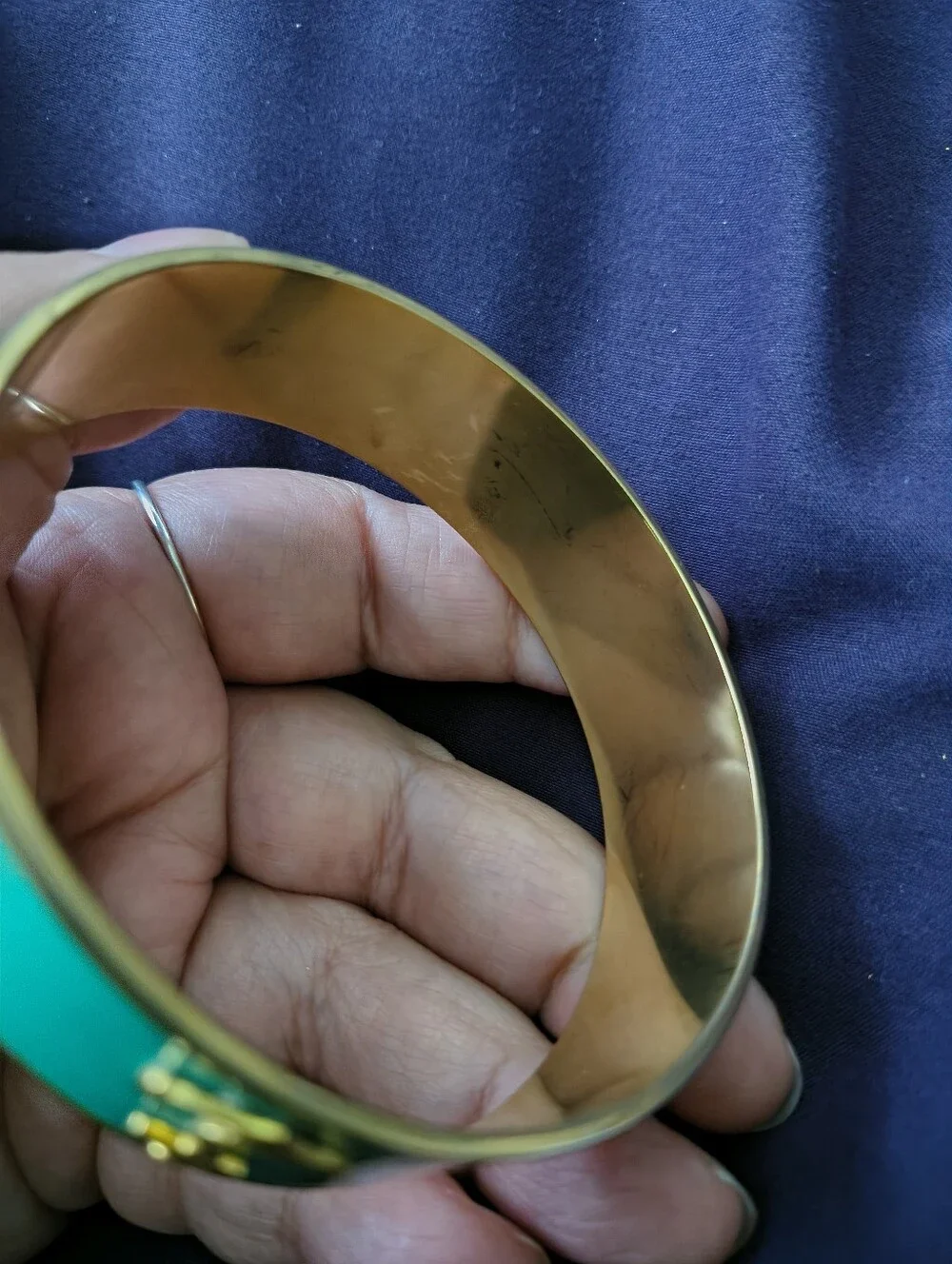 Janna Conner Turquoise Enamel Anchor Gold Tone Bangle. Estate Find